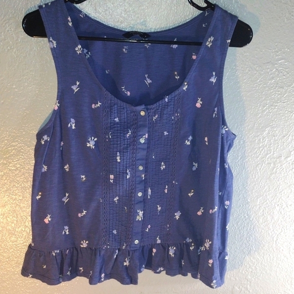 Lucky Brand Tops - Blue Lucky Brand Floral Layering Tank with Pearl Buttons. M